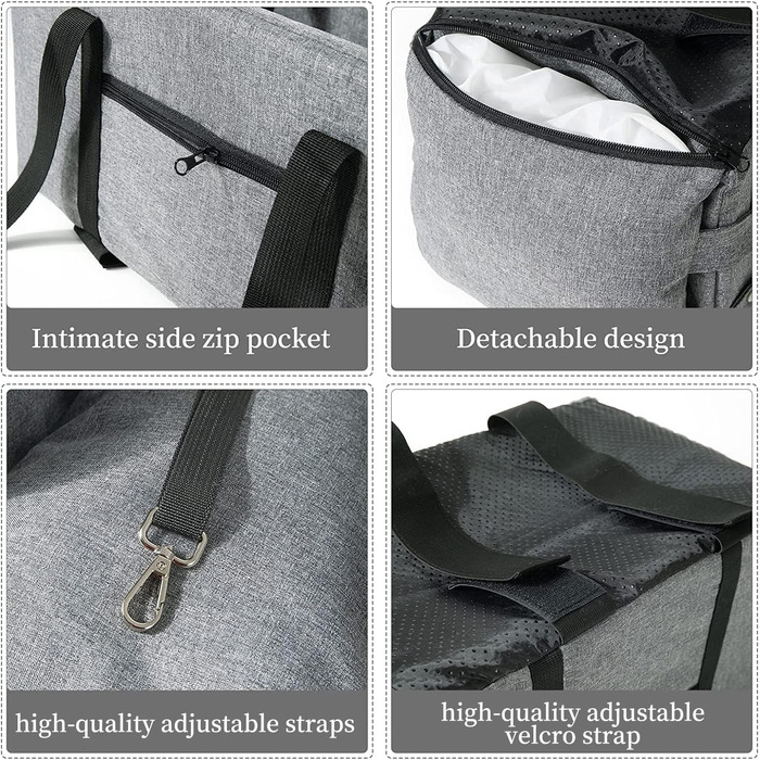 Автокрісло для собак Litthing: підставка на консоль для тварин з кріпленням на липучках та регульованими ременями, знімний та пральний чохол для маленьких собак та котів