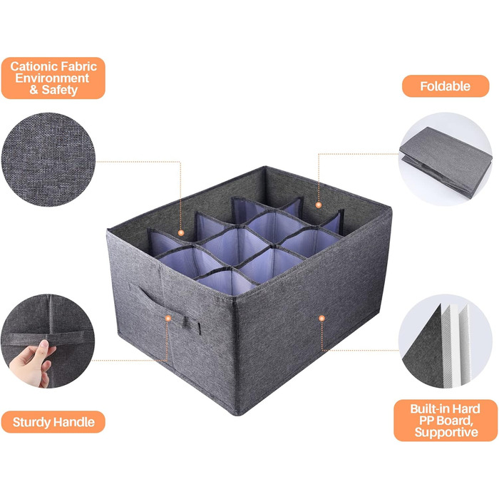 EASEVE Closet Organizer Drawer Storage Box for Clothes - 12 Cell Drawer Organization System Closet Clothes Storage Boxes for Jeans, Pants, Towel, Shirt, Sweater (1 Piece)