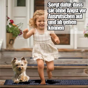 Гумові килимки на сходи AuCUDA 6 шт, 76x22 см, зовнішні, антиковзкі, стійкі до погодних умов, сірі смужки