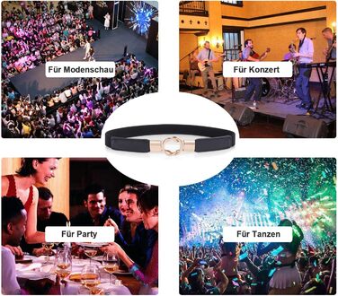 Жіночий еластичний пояс WERFORU (4 шт.) – чорний, коричневий, білий, синій – для талії 95-108 см, з золотою пряжкою