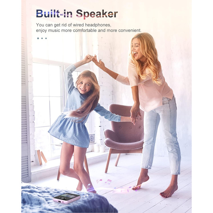 MP3 плеєр 64GB Bluetooth 5.3 HiFi, з радіо FM, диктофоном, металевим корпусом та сенсорним екраном 2.4