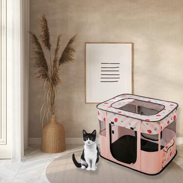 Портативний вольєр для тварин, розкладний, для цуценят, собак, кошенят, котів, Indoor/Outdoor, Pop-Up, розмір M, рожевий