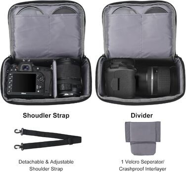 Сумка для фотоапарата Kameratasche: компактна сумка-переноска для DSLR та бездзеркальних камер Sony, Canon, Nikon, Panasonic, Fuji, Samsung, Casio