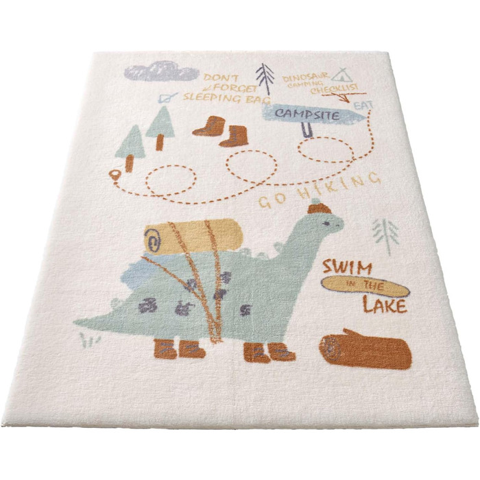 Taracarpet Rug for Children's Room - Children's Rug and Teenager's Rug - Soft, Cozy, and Soft in Various Designs (Dino, Camping) - 160x230 cm