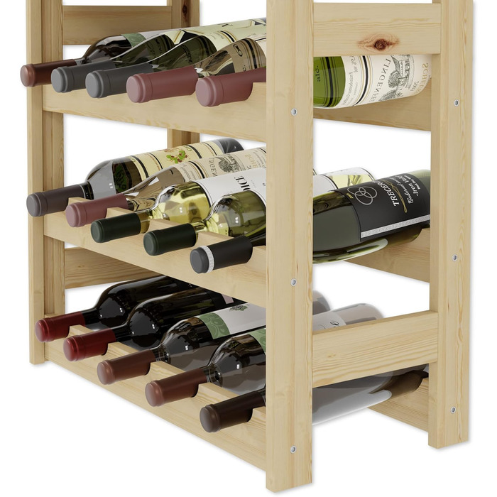 Lenmar Wooden Wine Rack for Bottles, Natural, RW-1, Wine, Bottle Rack, Cellar Rack, Shelves, Bottle Holder (Natural, RW-1-30, 86 x 53 x 25, holds 6 bottles, for 30 bottles)