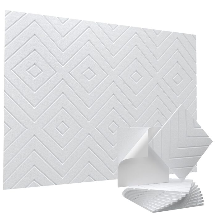 Самоклеяться акустичні панелі Vieshful 30x30x1 см, шумопоглинаючі стінові панелі для студії, офісу та спальні (20 шт, білі)