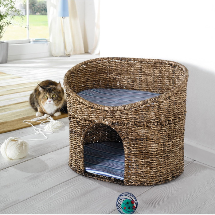 Cat cave basket with cushions suitable for small cats