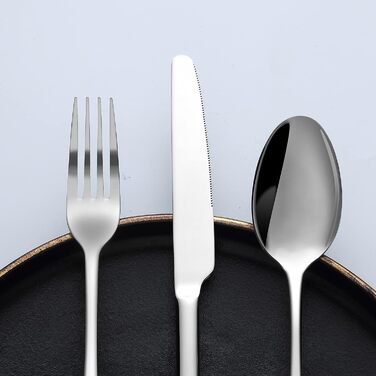 Bestdin Cutlery Set 12 People, 60-Piece Stainless Steel Cutlery Set, Dining Cutlery Set with Knife Fork Spoon, High-Quality Stainless Steel Cutlery, Dishwasher Safe. Silver Polished 60 Piece 60 Piece