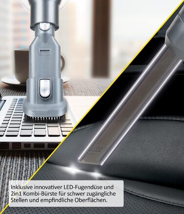 Бездротовий акумуляторний пилосос Genius Invictus X8 Pro FACELIFT: ручний, без мішка, 50 хв роботи, 400 Вт, HEPA фільтр, LED, 12 насадок