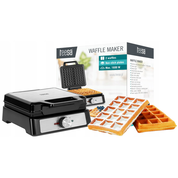 Вафельниця Teesa TSA3237 на 2 вафлі, 1600 Вт, корпус із нержавіючої сталі, регулювання потужності