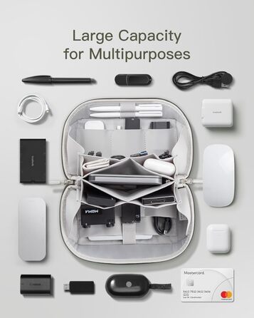 Inateck Electronics Case, Splash-Proof Accessory Bag, USB Cable Gadget Organizer Bag, Travel-Friendly