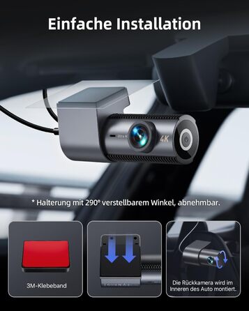 Відеореєстратор автомобільний 4K+1080P Dashcam з Wi-Fi, SD 64GB, нічна зйомка, G-сенсор, паркування