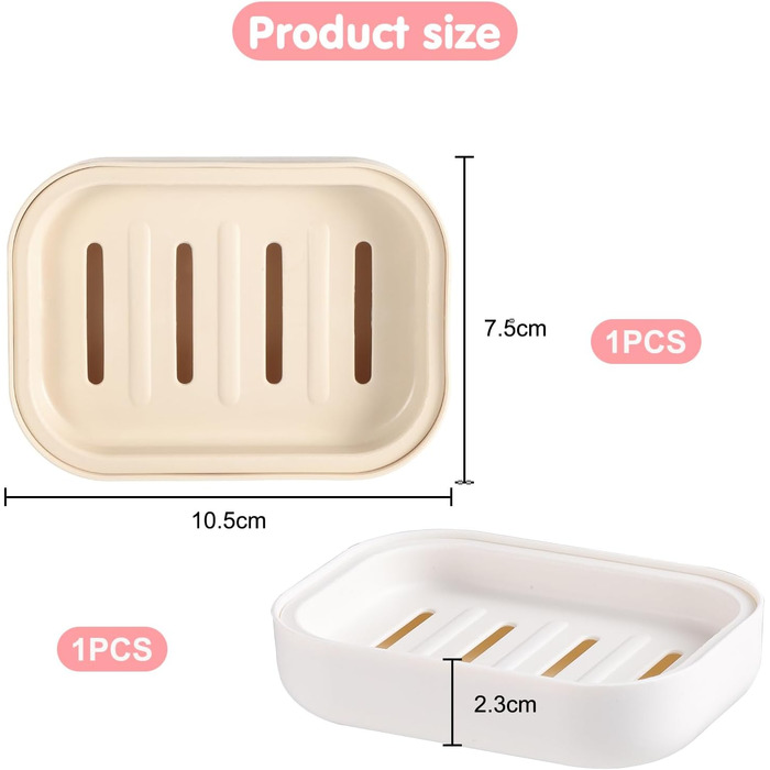 Двохсекційна мильниця овальної форми з піддоном для води. Мильниця з пластику, неслизька та міцна, для ванної кімнати, кухні, лічильника, душу (бежева та хакі)