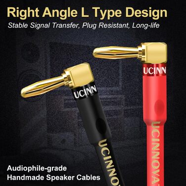 Акустичний кабель UCINNOVATE HiFi OFC (2 шт), 14AWG 3м, позолочені роз'єми Банан-Лопатка (Y-Stecker) для підсилювача та колонок