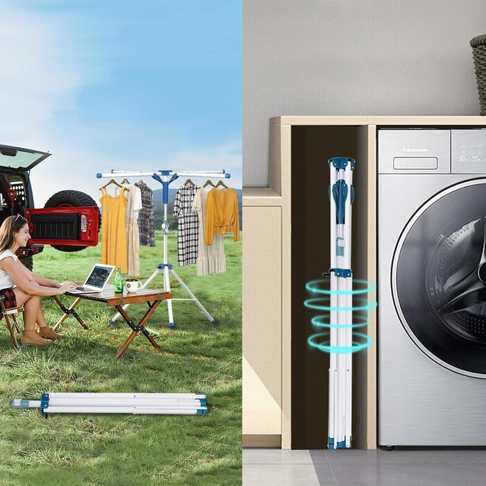 Висувний розкладний сушильник для білизни - стійка для сушіння, кемпінгова, компактна, для балкона, дому та вулиці