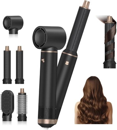 Airstyler 5 в 1: Фен-щітка, плойка, фен для волосся, чорний (1000W)