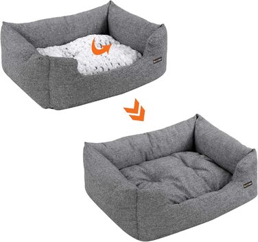 Feandrea Luxus Dog Bed, XL, Dog Cushion, made of Oxford fabric, with a non-slip bottom, 100 x 70 cm PGW28H (L 60 x W 50 x H 20 cm, Grey)