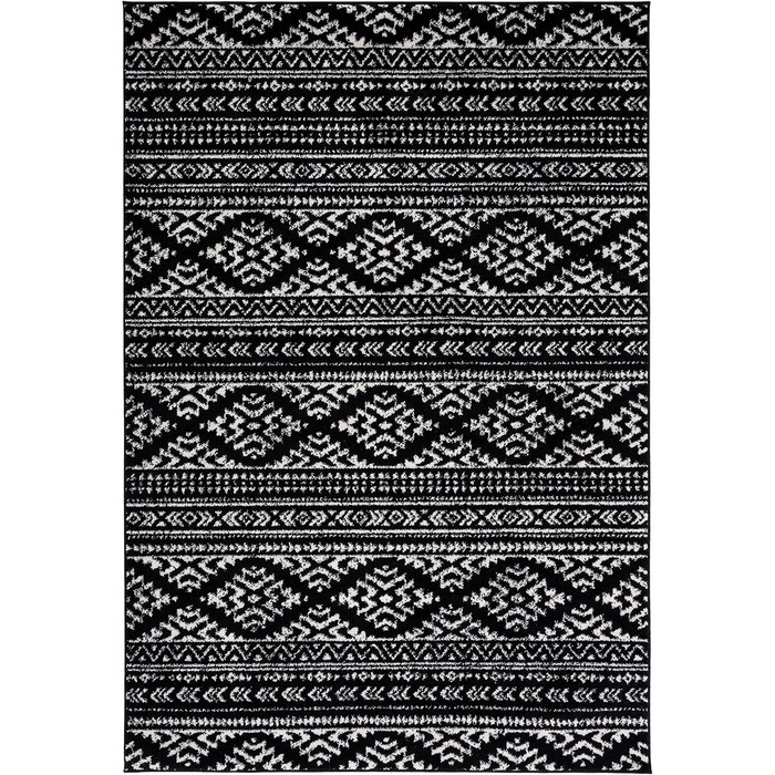 Килим SAFAVIEH Boho Tulum для вітальні, їдальні, спальні - короткий ворс, 183 x 274 см, чорний та слонова кістка