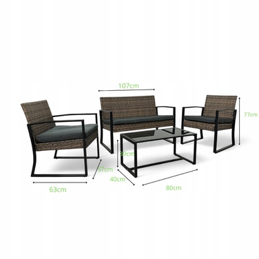Комплект садових меблів Ideal Garden з техноротанга, багатоколірний, 4 предмети
