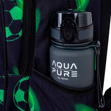 Багатовідсінковий шкільний рюкзак AstraBag (20 л) з принтом «Футбол», чорний/зелений