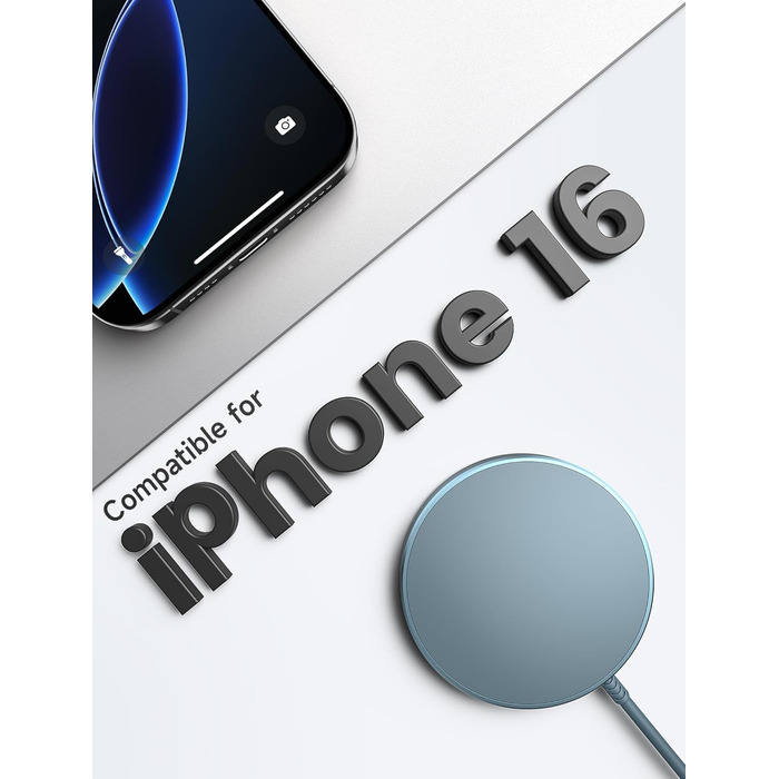 Бездротова зарядка JSAUX MagSafe 15W для iPhone 17 Air Pro Max, iPhone 16/15/14/13/12, AirPods 3/2, блакитна