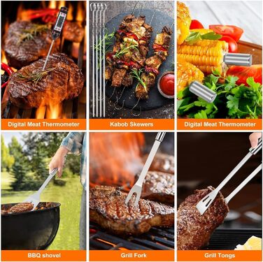 Набір інструментів для грилю на 25 частин, нержавіюча сталь, аксесуари для грилю, кемпінгу, кухня, з сумкою, портативні інструменти для грилю, подарунок для чоловіків та жінок