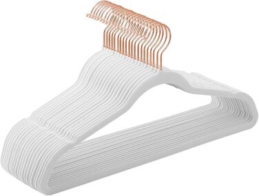Плечики SONGMICS для одягу, 20 шт., для сорочок, жакети, костюмів, 41.5 см, обертовий гачок, білий, рожеве золото