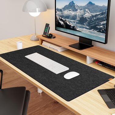Килимок для столу YSAGi повстяний 90x40 см, антиковзкий, для миші та клавіатури, офіс/дім (Чорний)