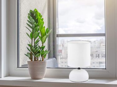 Торшер Reality Leuchten Luci R50351035: керамічний цоколь, тканинний абажур бежевого кольору, патрон E14