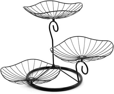 Етажерка для фруктів Evomosa 3 яруси, чорна. Містка, стійка, для сім'ї. Сучасна фруктова тарілка для фруктів та снеків