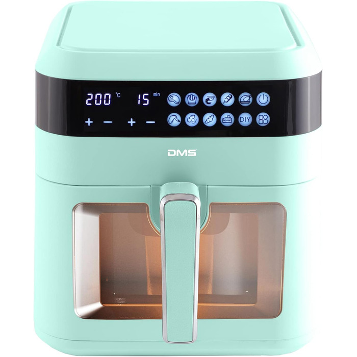 Фритюрниця Heißluftfritteuse DMS XXXL 7L Green з цифровим дисплеєм та 10 програмами | Фритюрниця, духовка, гриль | Без олії