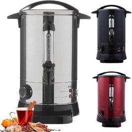 Arebos Glühwein Cooker 950 W | Hot Beverage Dispenser | 6.8 L | with drip tray, tap, thermostat, and overheat protection | Temperature setting from 30-110 °C | (Silver)