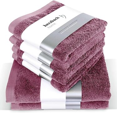 Herzbach Home Towel Set 100% Cotton - Soft & Absorbent - Malve