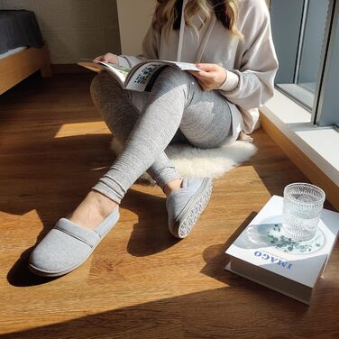 Жіночі домашні тапочки EverFoams з піною з пам'яті, легкі махрові півчобітки з неслизькою гумовою підошвою, сірий колір, розмір 39 EU