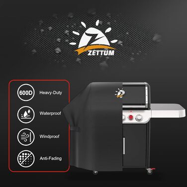 Чохол для гриля Zettum 147 см, водонепроникний, для Weber Genesis II, E-330/E-310/S-310/S-330/S-335/S-340, міцний PU, 147x63x113 см