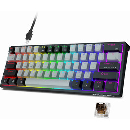 Механічна ігрова клавіатура AULA F3261, 60%, RGB, провідна, QWERTY, коричневі перемикачі, для ПК/планшету/PS/Xbox