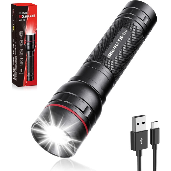 Ліхтар LED Gearlite, 2000 люмен, 3 режими, Zoom, водонепроникний IP65, для кемпінгу та активного відпочинку