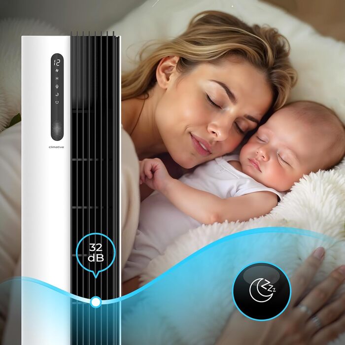 Турбовентилятор 110 см: тихий вентилятор з пультом, іонізація, 12 швидкостей, таймер 12 год, білий колір