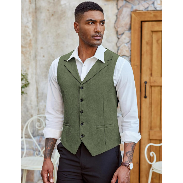Жилет чоловічий COOFANDY, підходить до відрізного коміра, повсякденний, оливковий (S)