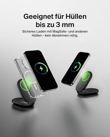 Belkin BoostCharge: Бездротовий зарядний пристрій з магнітним кріпленням Qi2, 15 Вт, сумісний з MagSafe для iPhone 17, Air, 16, 15, 14, 13, 12, Pixel, з функцією підставки – Чорний