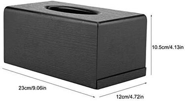 Rectangular Tissue Box Cover, Natural Wood Cosmetic Tissue Box Holder, Decorative Tissue Box for Tissues and Napkins, Suitable for Living Room, Bedroom, Kitchen, 23x12x10.5cm (Black)