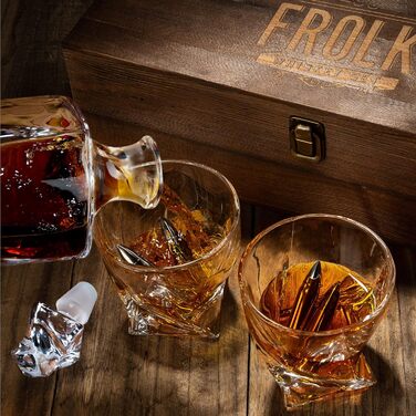 Набір для віскі: келих, шматочки льоду з нержавіючої сталі, декатер, підставки, пінцет, подарункова коробка