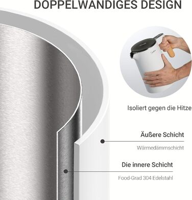 Midea 1.7L Electric Kettle - BPA Free, Rapid Boil, LED Display, 360° Swivel Base, Dry Boil Protection - MKE17M1ADS (Matte White)