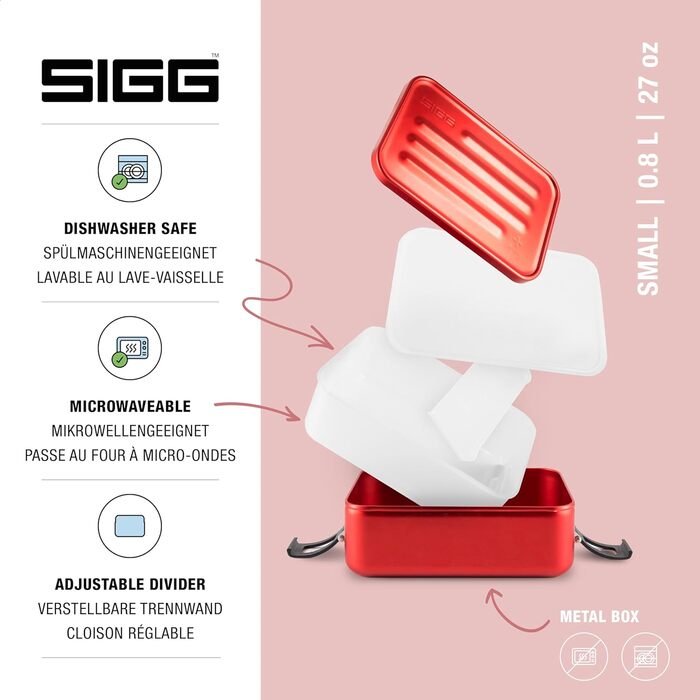 SIGG - Alu Lunchbox Plus - Lunchbox with Compartment - Award-Winning - Dishwasher Safe & Microwave Safe - Absolutely Leakproof - Featherlight - BPA-Free