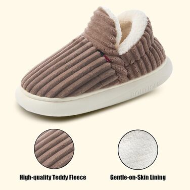 Тапочки зимові жіночі та чоловічі з піною пам'яті, м'яка тканина корд, повний плюш, бавовняні тапочки з антиковзкою підошвою, зручні для дому та вулиці (42/43 EU, кавовий)