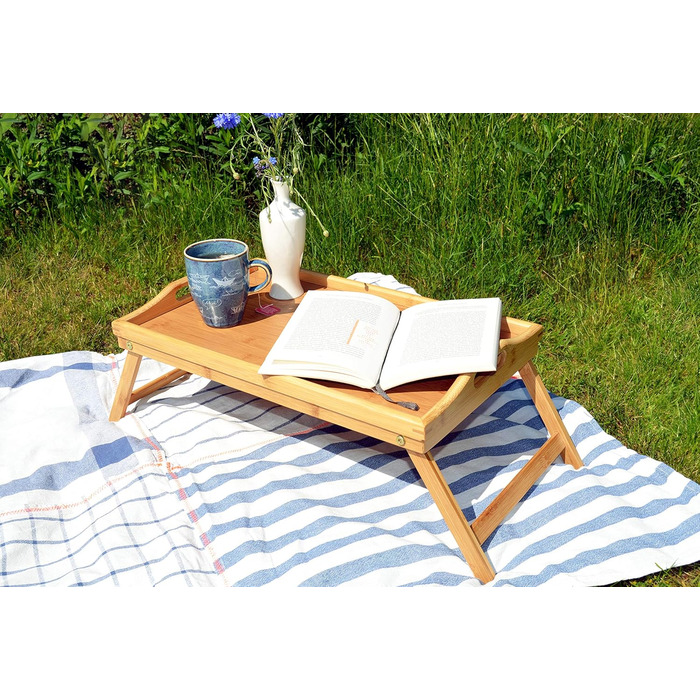 Столик для ліжка з бамбука Elbmöbel: столи для сніданку, приліжкові столики, крінні столики. Легкий у догляді, 50x30x26 см