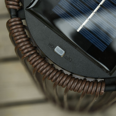 Outsunny Solar Lamp, Garden Lamp, Rattan Solar Light, Automatic LED, Brown, 21.5 x 21.5 x 61 cm | Aosom