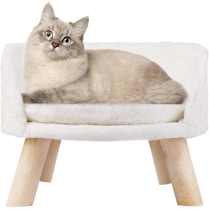Luxury Cat Sofa, Large Cat Sofa, Cat Chair, Cat Stool, Elevated Cat Bed with Cat Cushions, Pet Sofa, Dog Sofa for Small Dogs, 40cm beige