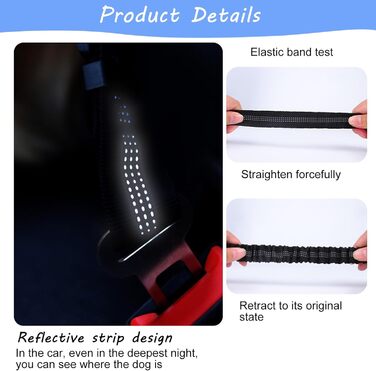 Автомобільні ремені безпеки для собак, регульовані, 2 шт., чорний + синій