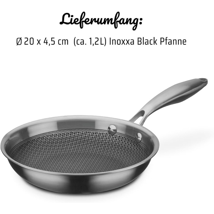 Сковорода Bratpfanne Inoxxa Black 28 см з антипригарним покриттям та стільниковою структурою